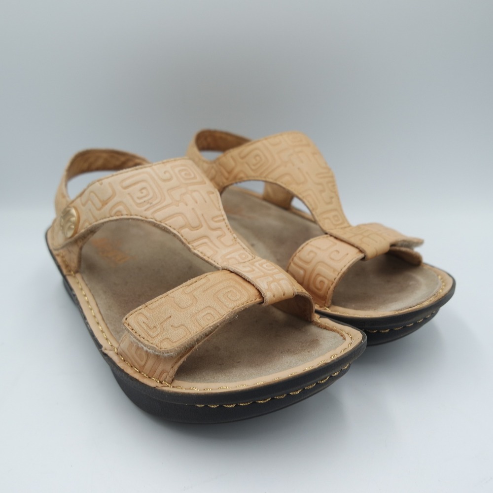 Alegria Verona Tan Embossed Leather Platform Comfort Sandals Women Size 6 EU 36 - Picture 4 of 10